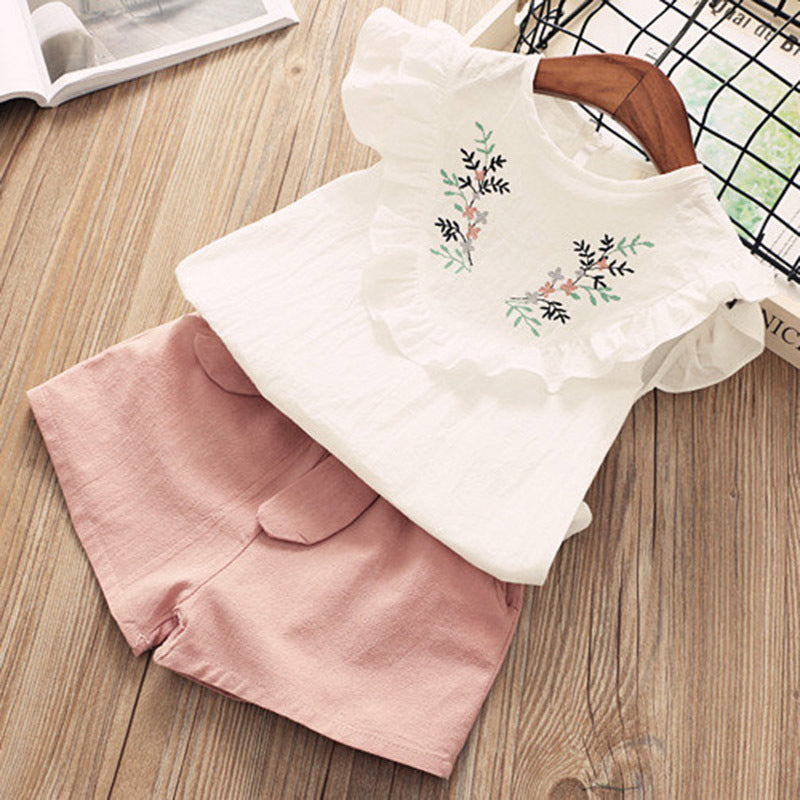 Baby Girls Short Sleeve T-Shirt & Pants Dress