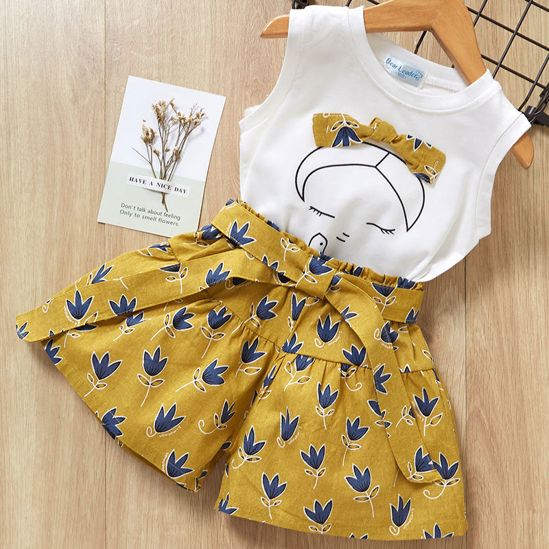 Baby Girls Short Sleeve T-Shirt & Pants Dress